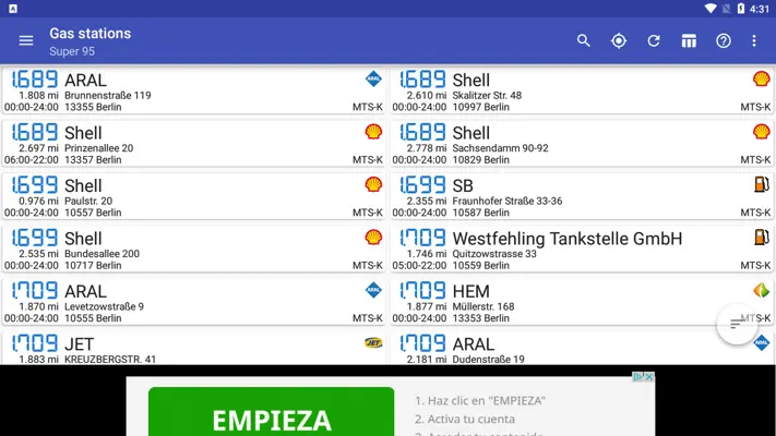 Refuelling database android App screenshot 3