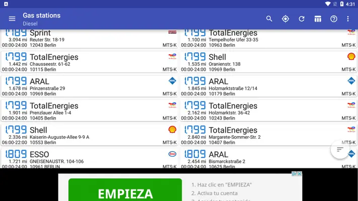 Refuelling database android App screenshot 4